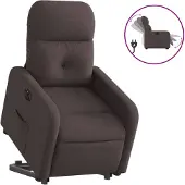 vidaXL Relaxsessel mit Aufstehhilfe Elektrisch Dunkelbraun Stoff