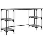 vidaXL Schreibtisch Grau Sonoma 140x50x75 cm Metall Holzwerkstoff