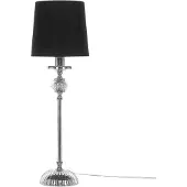 Beliani Tischlampe Silber Metall 56 cm Stoffschirm Schwarz Lampenfuß aus Glas langes Kabel mit Schalter Glamouröses Design