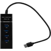 Cadorabo 4-Port USB 3.0 Multischnittstelle USB Hub Plug & Play Power Supply Adapter Port Schwarz