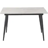 Beliani Esstisch Weiß MDF-Platte Marmor Optik für 6 Personen 120x80 cm ausziehbar 150x80 cm rechteckig mit Metallbeinen Schwarz Esszimmer Wohnzimmer