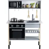 Miele 7199 Miele Küche | Höhenverstellbare Holzküche inkl. Kochfeld mit Sound- und Licht | Edles Küchen-Zubehör aus Edelstahl (Nicht erhitzbar) und Holz | Spielzeug für Kinder ab 3 Jahren