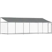 vidaXL Hundezwinger mit Dach und Tür Grau 6x2x2 m Verzinkter Stahl