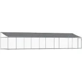 vidaXL Hundezwinger mit Dach und Tür Grau 10x2x2 m Verzinkter Stahl