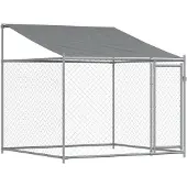 vidaXL Hundezwinger mit Dach und Tür Grau 2x2x2 m Verzinkter Stahl
