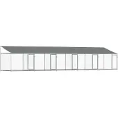 vidaXL Hundezwinger mit Dach und Türen Grau 10x2x2 m Verzinkter Stahl