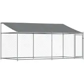 vidaXL Hundezwinger mit Dach und Tür Grau 4x2x2 m Verzinkter Stahl