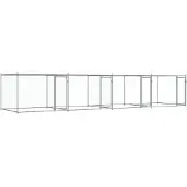 vidaXL Hundezwinger mit Türen Grau 8x2x1,5 m Verzinkter Stahl