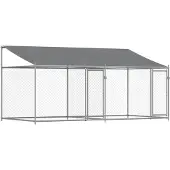 vidaXL Hundezwinger mit Dach und Türen Grau 4x2x2 m Verzinkter Stahl