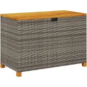 vidaXL Gartentruhe Grau 110x55x63 cm Poly Rattan Akazienholz