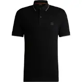 BOSS Polo Passformtipp Slim Fit Schwarz 2-Knopf Kurzarm Baumwolle