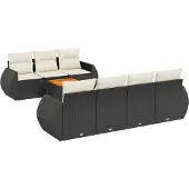 vidaXL 8-tlg. Garten-Sofagarnitur mit Kissen Schwarz Poly Rattan