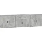 vidaXL Sideboards 3 Stk. Betongrau Holzwerkstoff