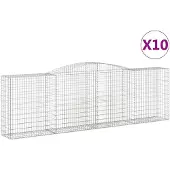 vidaXL Gabionen mit Hochbogen 10 Stk 400x50x120/140cm Verzinktes Eisen