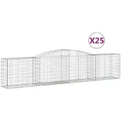 vidaXL Gabionen mit Hochbogen 25 Stk. 400x50x80/100cm Verzinktes Eisen