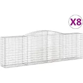 vidaXL Gabionen mit Hochbogen 8 Stk. 400x50x120/140cm Verzinktes Eisen