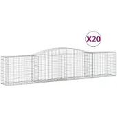 vidaXL Gabionen mit Hochbogen 20 Stk. 400x50x80/100cm Verzinktes Eisen