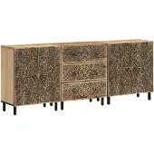 vidaXL Beistellschränke 3 Stk. 60x33x75 cm Massivholz Mango