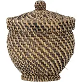 Bloomingville Blooming Ville Leoonie Korb Mit Deckel | Schwarz | Rattan | 82064296
