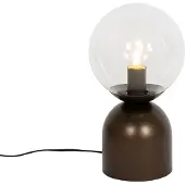 QAZQA - Hotel chic Hotel-Chic-Tischlampe aus dunkler Bronze mit klarem Glas – Pallon Trend I Wohnzimmer I Schlafzimmer - Stahl Kugel I Kugelförmig - LED geeignet E27