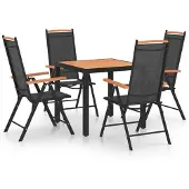 vidaXL 5-tlg. Garten-Essgruppe Aluminium Schwarz