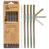 Turtleneck Strohhalm Edelstahl biegbar Regenbogen (Set von 4 Stück)