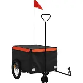 vidaXL Fahrradanhänger Schwarz und Orange 45 kg Eisen