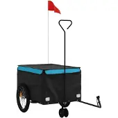 vidaXL Fahrradanhänger Schwarz und Blau 45 kg Eisen