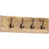vidaXL Wandgarderobe - 4 Haken - Massivholz Mango - 82 x 22 x 7 cm