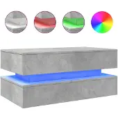 DKD Home Decor Couchtisch mit LED-Leuchten Betongrau 90x50x40 cm