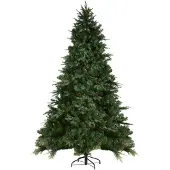 Costway 210cm LED Künstlicher Weihnachtsbaum, Christbaum mit Klappsystem und Metallständer, Tannenbaum geschmückt, Kunstbaum Weihnachten