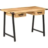 vidaXL Schreibtisch mit Schubladen 105x55x70 cm Massivholz Mango Eisen