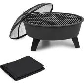 Blumfeldt Nolana Feuerschale Ø73cm | Ø64cm Grill Wetterschutzhülle Stahl schwarz