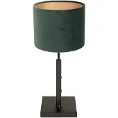 Steinhauer Tischleuchte Sparkled Light 1-flammig Mattschwarz mit Stoffschirm Grün 14x14cm