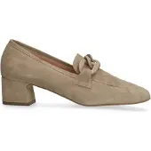 Manfield Beigefarbene Veloursleder-Pumps mit Kette | Größe 42
