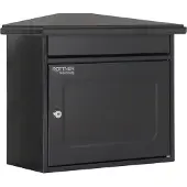 Rottner Briefkasten Wörthersee, Türanschlag seitlich, Zylinderschloss inkl. 2 Schlüssel, B 390 x T 205 x H 350 mm, Stahlblech verzinkt, schwarzgrau