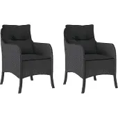 vidaXL Gartenstühle mit Kissen 2 Stk. Schwarz Poly Rattan
