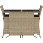 vidaXL 3-tlg. Bistro-Set mit Kissen Beigemischung Poly Rattan