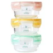 Pebbly 3er Set Pebbly Voratsdose Baby m Kunststoffdeck. 240ml