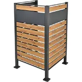 ML-Design Mülltonnenzaun für 1 Mülltonne, Anthrazit-Holzoptik, aus Stahl, 91x91x150 cm, rostfrei, massiv