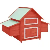 vidaXL Hühnerstall Rot und Weiß 150x96x110 cm Massivholz Tanne