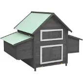 vidaXL Hühnerstall Grau und Weiß 150x96x110 cm Massivholz Tanne
