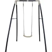 Axi Schaukel aus Metall in Anthrazit & Creme | Einzelschaukel mit Gestell für Kinder / Kinderschaukel | Schaukelgestell für den Garten