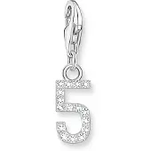 Thomas Sabo Charm-Anhänger Zahl 5 mit weissen Steinen Silber