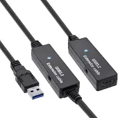 InLine USB 3.2 Gen.1 Aktiv-Verlängerung, USB-A Stecker an USB-C Buchse, 15m, 15 m, USB A, USB C, USB 3.2 Gen 1 (3.1 Gen 1), 5 Gbit/s, Schwarz