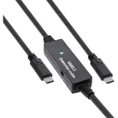 InLine USB 3.2 Gen.1 Aktiv-Kabel, USB-C Stecker an USB-C Stecker, schwarz, 10m, 10 m, USB C, USB A, USB 3.2 Gen 1 (3.1 Gen 1), 5 Gbit/s, Schwarz