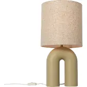 QAZQA - Design Skandinavische Tischleuchte I Tischlampe I Lampe I Leuchte Beige mit Leinen-Schirm Beige - Lotti I Wohnzimmer I Schlafzimmer - Kunststoff Organisch - LED geeignet E27