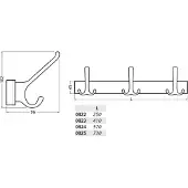Hermeta Huthakenleiste 0822-0824 4 Haken Ausladung 96 mm Leichtmetall silberfarbig eloxiert Höhe 102 mm