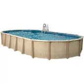 Interline Century Oval 7,30 x 3,60 m inkl. Zubehör, Gerahmter Pool, Erwachsener & Kind, Leiter, Beige, 430 kg