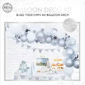 Globos Nordic Ballongirlande Set silber 71-teilig für Silberhochzeit Hochzeit Jubiläum